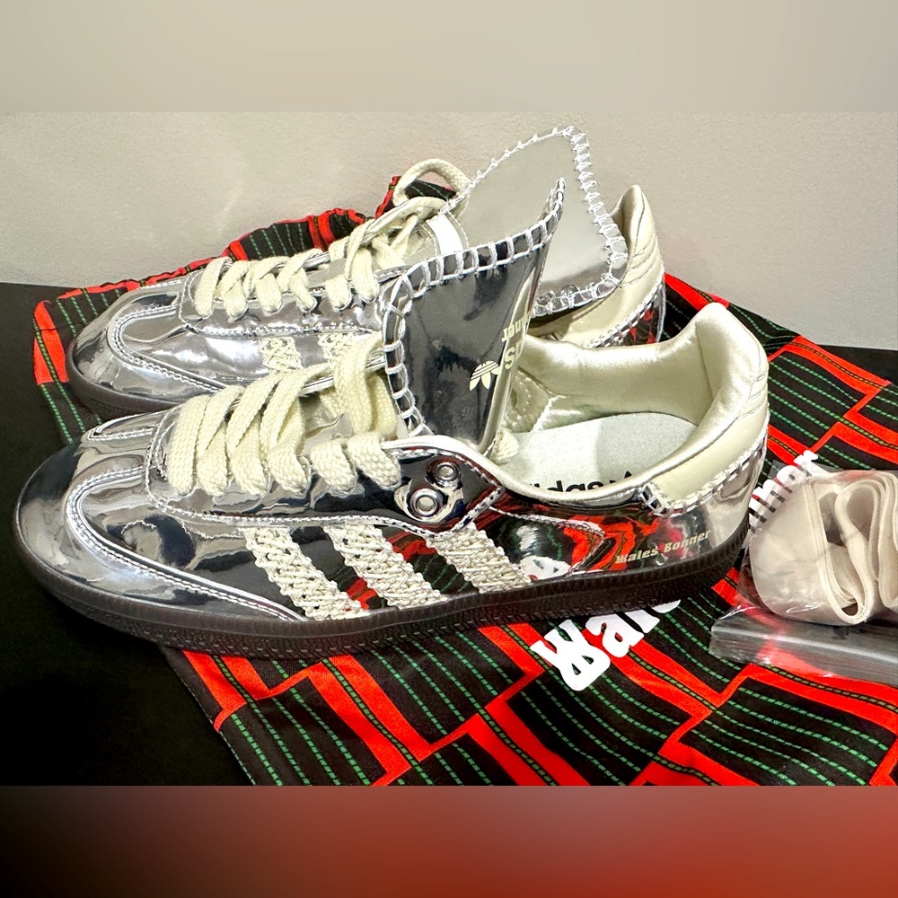 Adidas Samba sneakers, brand new, never been worn. Silver/metallic.